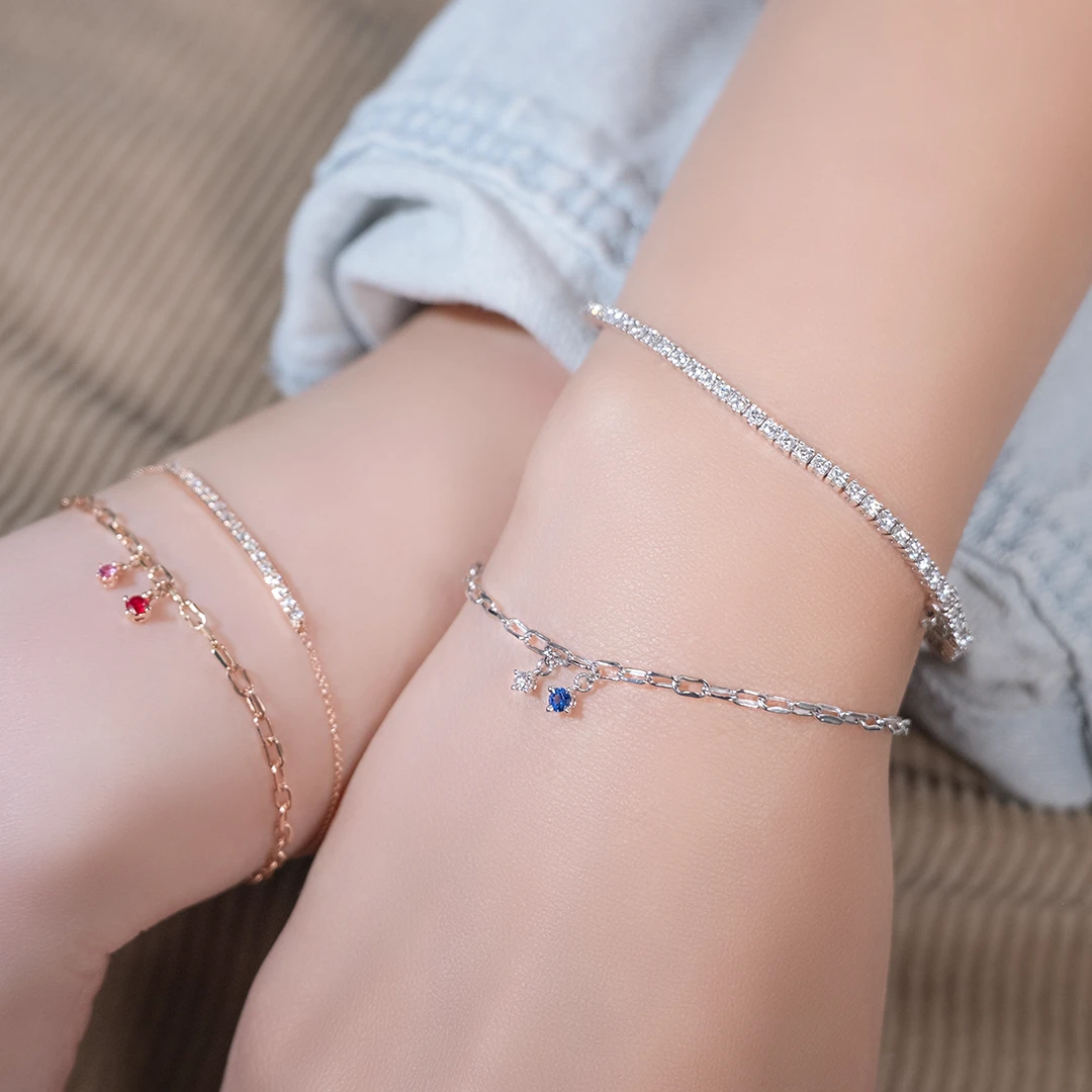 Blue sapphire diamond duo bracelet